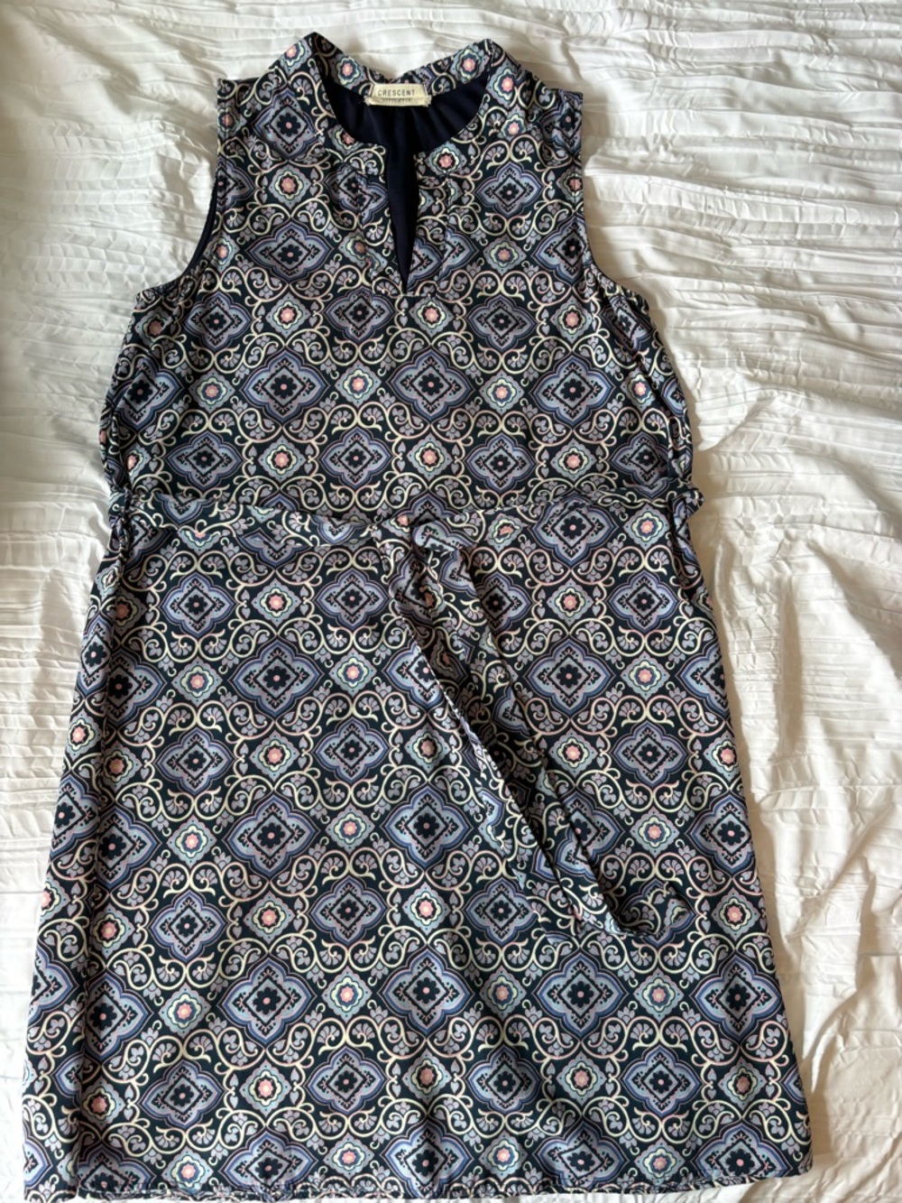Crescent Navy Blue Patterned Midi Dress